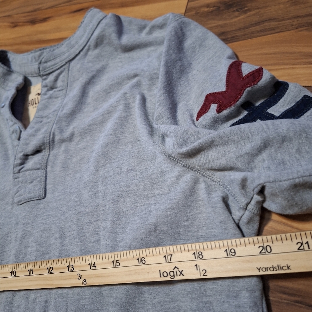 Hollister Mens XL Henley Top Y2K 00s Grunge Preppy Skater Logo 90s - Picture 6 of 8